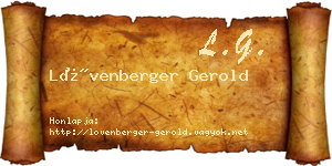 Lövenberger Gerold névjegykártya